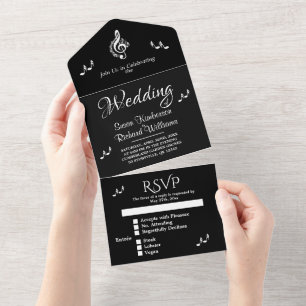 Invitación Todo En Uno Boda musical elegante con RSVP