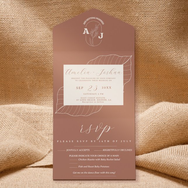 Invitación Todo En Uno Boda Naranja de Boho Floral Terracotta quemada (Subido por el creador)