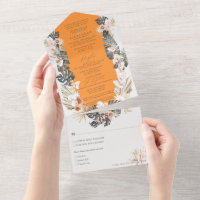 Boda Naranja de Papaya floral tropical bohemia