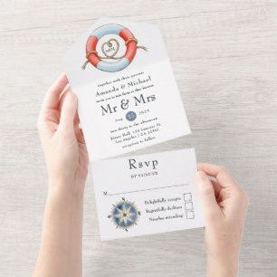Invitación Todo En Uno Boda Náutica
