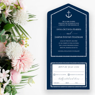Invitación Todo En Uno Boda Náutico de la Marina de Guerra