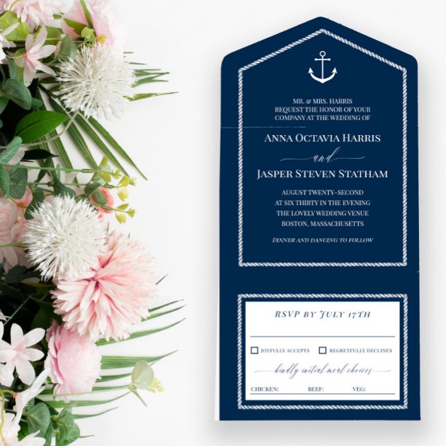 Invitación Todo En Uno Boda Náutico de la Marina de Guerra (Subido por el creador)