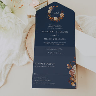 Invitación Todo En Uno Boda Navy