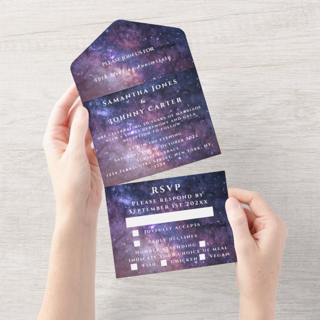 Invitación Todo En Uno Boda Nebulosa del Cielo Nocturno de la Galaxia Tod (desgarro)