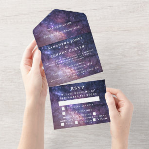 Invitación Todo En Uno Boda Nebulosa del Cielo Nocturno de la Galaxia Tod