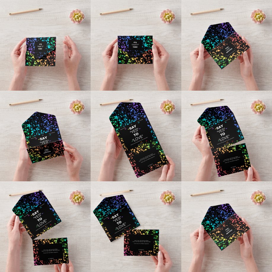 Invitación Todo En Uno Boda negro digital LGBTQ personalizado