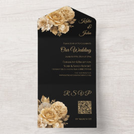 Invitación Todo En Uno Boda Neutral de Flores