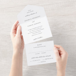 Invitación Todo En Uno Boda Neutral Moderna y Elegante