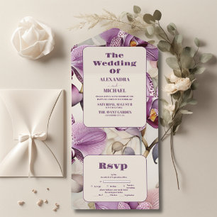 Invitación Todo En Uno Boda Orquídea Púrpura