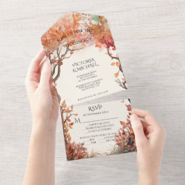 Invitación Todo En Uno Boda otoño de árboles frutales