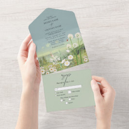 Invitación Todo En Uno Boda paisajista de la montaña de flores silvestres