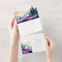 Invitación Todo En Uno Boda paisajístico de los campos de Lilac