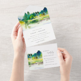 Invitación Todo En Uno Boda paisajístico del río montañoso moda