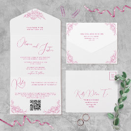 Invitación Todo En Uno Boda Peony Elegance