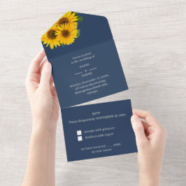 Invitación Todo En Uno Boda personalizada de girasol ruso