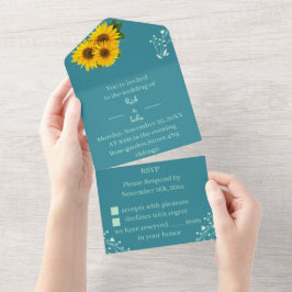 Invitación Todo En Uno Boda personalizada de girasol rústico