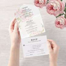 Boda Polvo Rosa Floral Acuarela