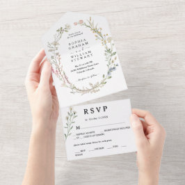 Invitación Todo En Uno Boda Primaria Rustic Watercolor Wildflower