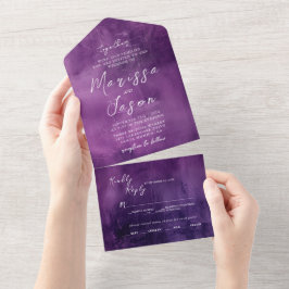 Invitación Todo En Uno Boda púrpura simple y elegante
