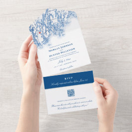 Invitación Todo En Uno Boda QR de la Marina Elegante de Filipinas