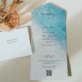 Invitación Todo En Uno Boda QR de Ocean Beach Destination
