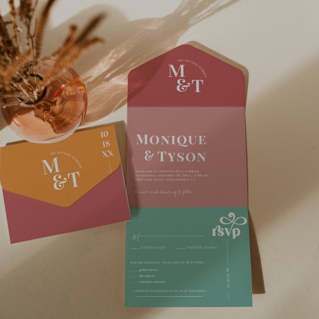 Invitación Todo En Uno Boda Retro de los Setenta | (Subido por el creador)