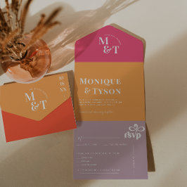 Invitación Todo En Uno Boda Retro Seventies | Todos En Una Invitación