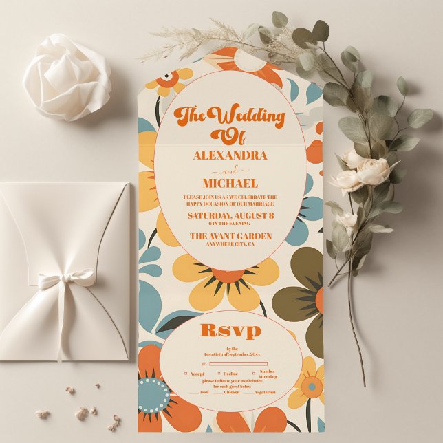 Invitación Todo En Uno Boda retro vintage (Subido por el creador)