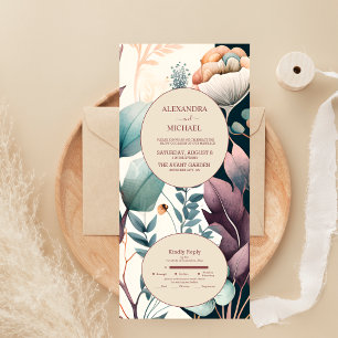 Invitación Todo En Uno Boda Retro Vintage Años Sesenta Terracota