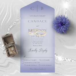 Invitación Todo En Uno Boda Rings Modern Periwinkle Dinner