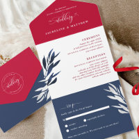 Boda rojo blanco y azul con RSVP Al