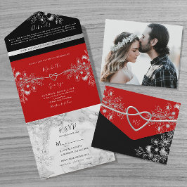 Invitación Todo En Uno Boda Romántica Gótica