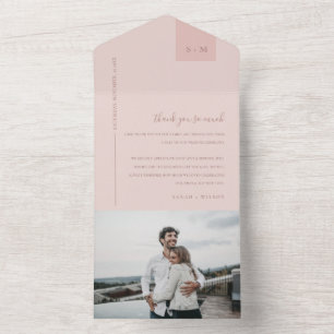 Invitación Todo En Uno Boda rosa suave de Rubor Dusky Pastel Gracias