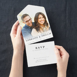 Invitación Todo En Uno Boda RSVP de gradiente elegante de fotografía romá