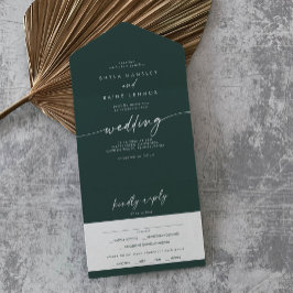 Invitación Todo En Uno Boda RSVP de la elección de comida verde esmeralda