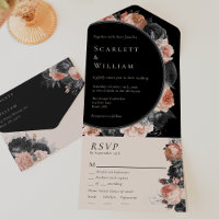 Boda RSVP de la selección del menú negro vintage g