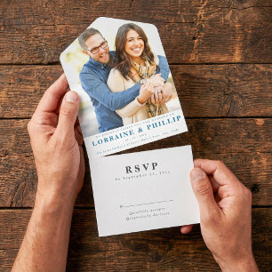 Invitación Todo En Uno Boda RSVP Romántico Elegante