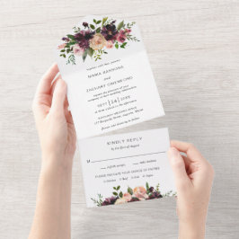 Invitación Todo En Uno Boda Rustic Fall Floral Elegante