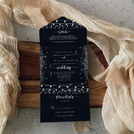 Invitación Todo En Uno Boda Rustic String Lights