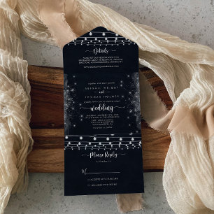 Invitación Todo En Uno Boda Rustic String Lights
