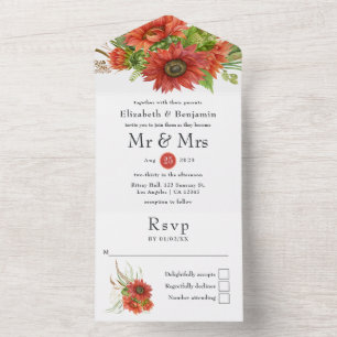 Invitación Todo En Uno Boda Rústica Bohemiana Todo En Uno De Girasoles Ro