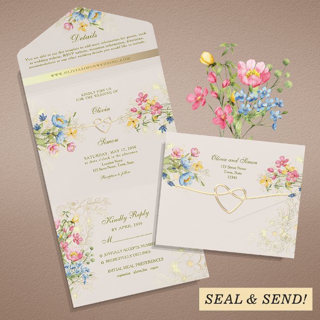 Invitación Todo En Uno Boda Rústica Chic Floral Boho (Subido por el creador)