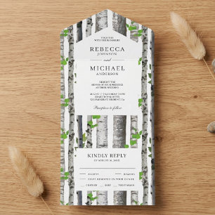 Invitación Todo En Uno Boda Rústica de Campo con Abedules