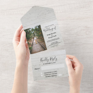Invitación Todo En Uno Boda rústica de campo fotográfico