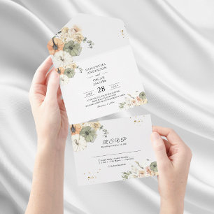 Invitación Todo En Uno Boda Rústica de Otoño Todo en Uno