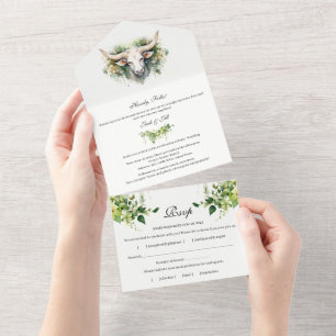 Invitación Todo En Uno Boda Rústica Occidental