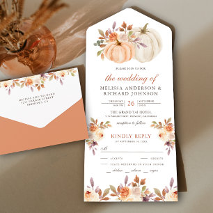 Invitación Todo En Uno Boda Rústica Terrosa Polvorienta Floral Melocotón 