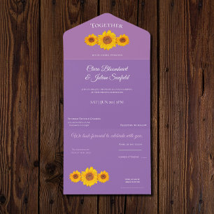 Invitación Todo En Uno boda rústico con girasoles