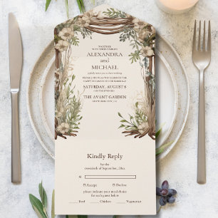 Invitación Todo En Uno Boda rústico de la vegetación botánica