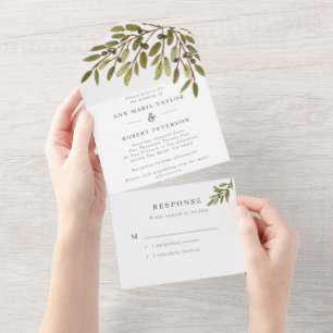 Invitación Todo En Uno Boda Rústico de las Aceitunas Botánicas